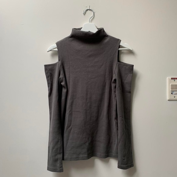 Oak + Fort Cut Out Shoulder Grey Sweater - Picture 2 of 5